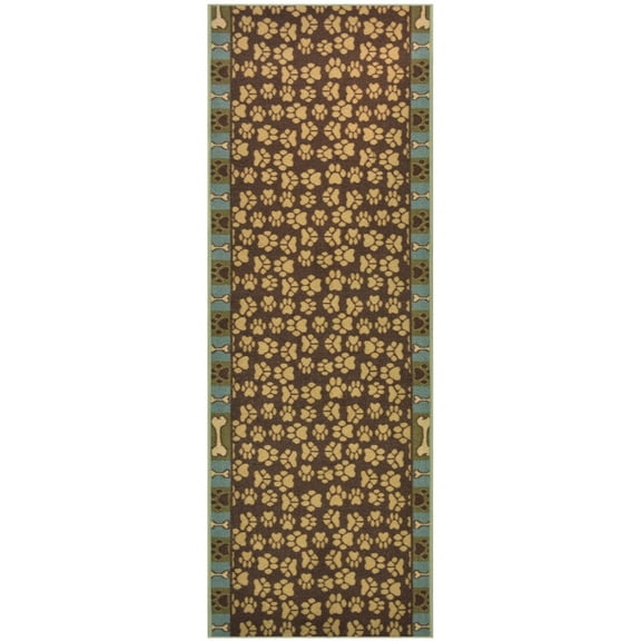 Custom Size Runner Rug Skid Resistant Backing Pick Your Own Size Rug Runner Pet Paw Teal Blue Color Animal Design Cut to Size Roll Runner Rugs By Feet Customize in USA Facility