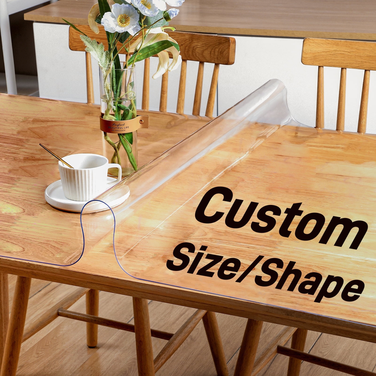 Custom Size Table Cover Protector, Anti-Scratch Waterproof Clear Desk ...