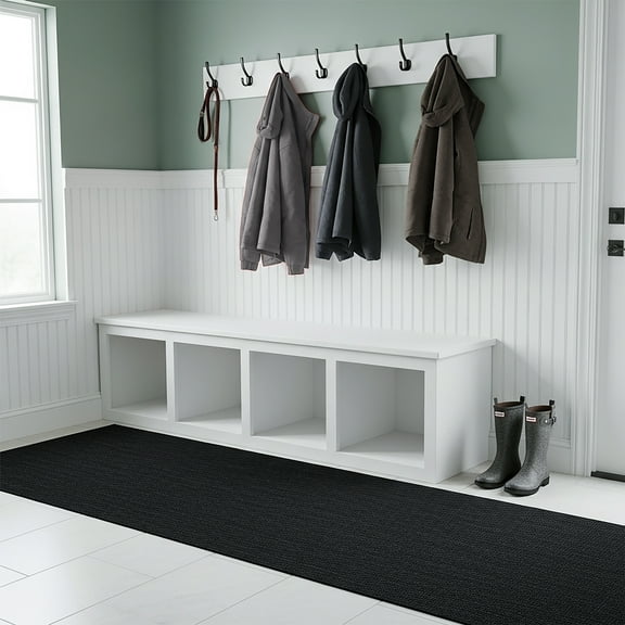 24 in. Wide x Cut-to-Length – Non-Slip, All-Weather, Heavy-Duty Utility Runner Rug – Absorbent, Dirt-Trapping, Kid and Pet Safe for Entryways and High-Traffic Areas, Black