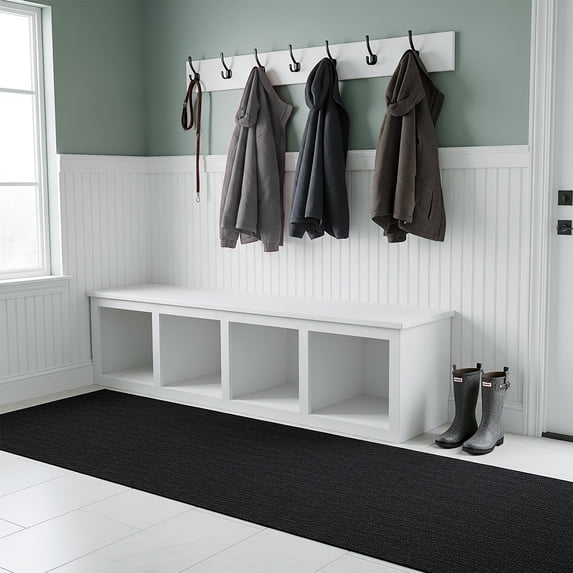 24 in. Wide x Cut-to-Length – Non-Slip, All-Weather, Heavy-Duty Utility Runner Rug – Absorbent, Dirt-Trapping, Kid and Pet Safe for Entryways and High-Traffic Areas, Black