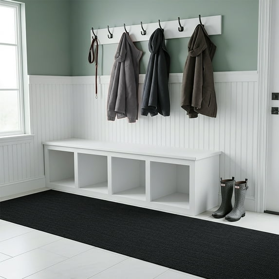 31 in. Wide x Cut-to-Length – Non-Slip, All-Weather, Heavy-Duty Utility Runner Rug – Absorbent, Dirt-Trapping, Kid and Pet Safe for Entryways and High-Traffic Areas, Black