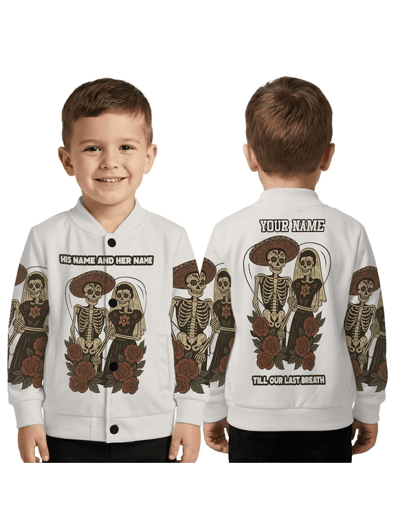 Custom Skeleton Couple Roses Coat, Gothic Eternal Love Jacket, Till Our Last Breath Baseball Jacket