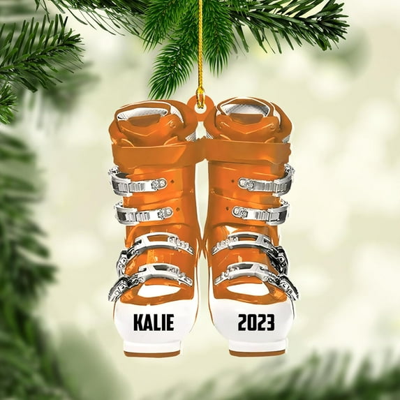 Custom Ski Ornament Skiing Christmas Ornaments Ski Christmas Tree Ornaments Ski Christmas Ornament Skier Ornaments for Christmas Tree 2025 Skiing Ornament (OSK1) - 3354 (Orange)