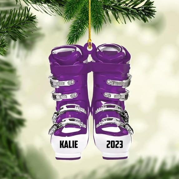 Custom Ski Ornament Skiing Christmas Ornaments Ski Christmas Tree Ornaments Ski Christmas Ornament Skier Ornaments for Christmas Tree 2025 Skiing Ornament (OSK1) - 3354 (Purple)