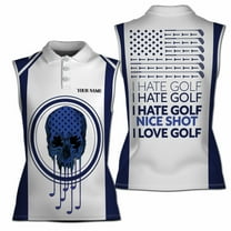Custom Skull Golfer Nice Shot I Love Golf Women Sleeveless Polo XS-4XL