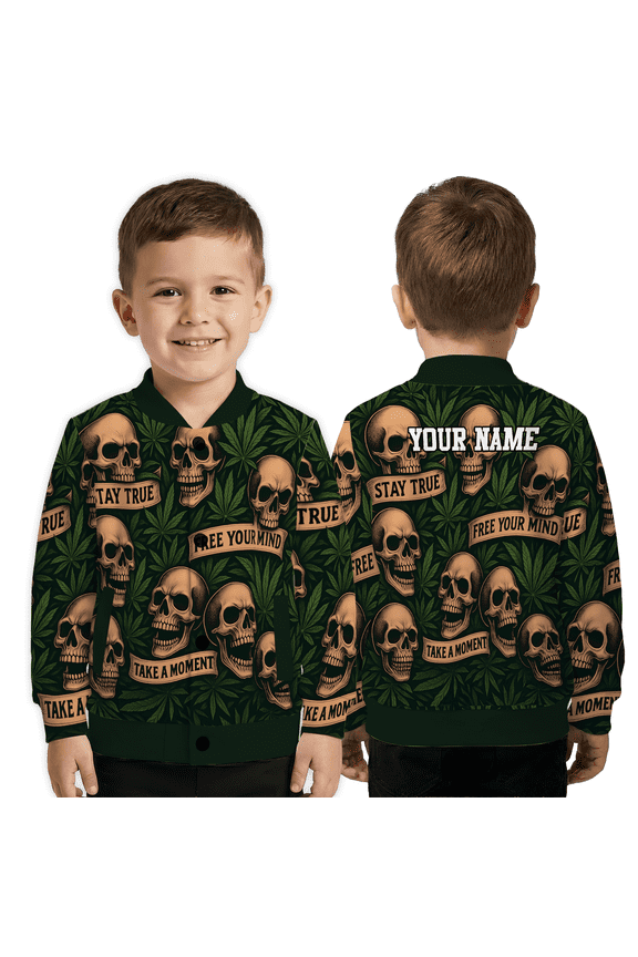 Custom Skull Leaf Baseball Jacket, Personalised Gothic Leaf Baseball Jacket, Personalized True Moment Outerwear Jacket