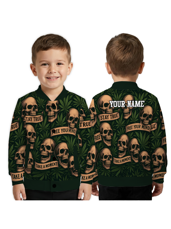 Custom Skull Leaf Jacket, Personalised Gothic Leaf Baseball Jacket, Personalized True Moment Outerwear
