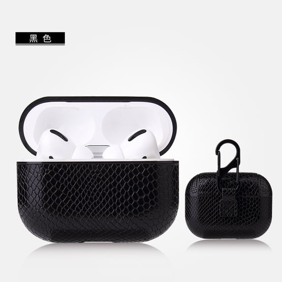 Custom Sleeve for Apple for airpods Bluetooth Wireless Earpphone PU Leather Case Cover for Air Pod Funda Cover Box (black snake pattern,For airpods 1 2)