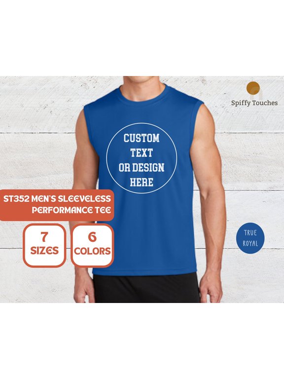 Custom Sleeveless Performance TShirt Personalized Text amp Logo