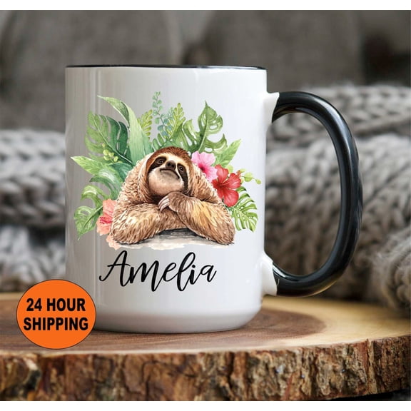 Custom Sloth Coffee Mug Sloth Mug Cute Sloth Mug Sloth Gift Sloth Gift for HerSloth LoverS