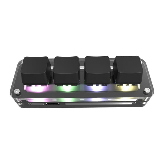 Custom Small Keyboard, 4 Key Mini Mechanical Keyboard for Copy Paste Gaming OSU, RGB Backlit Wired