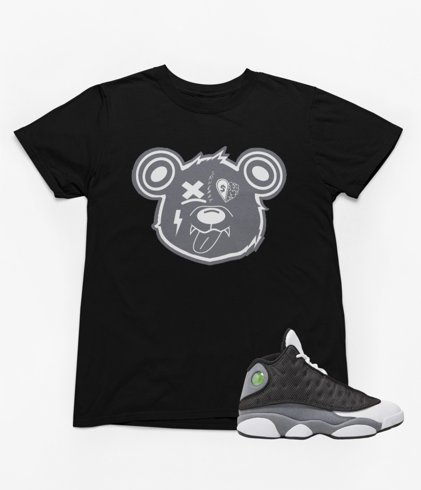 Custom Smheart Money Bear" Shirt to match Retro Black Flint 13