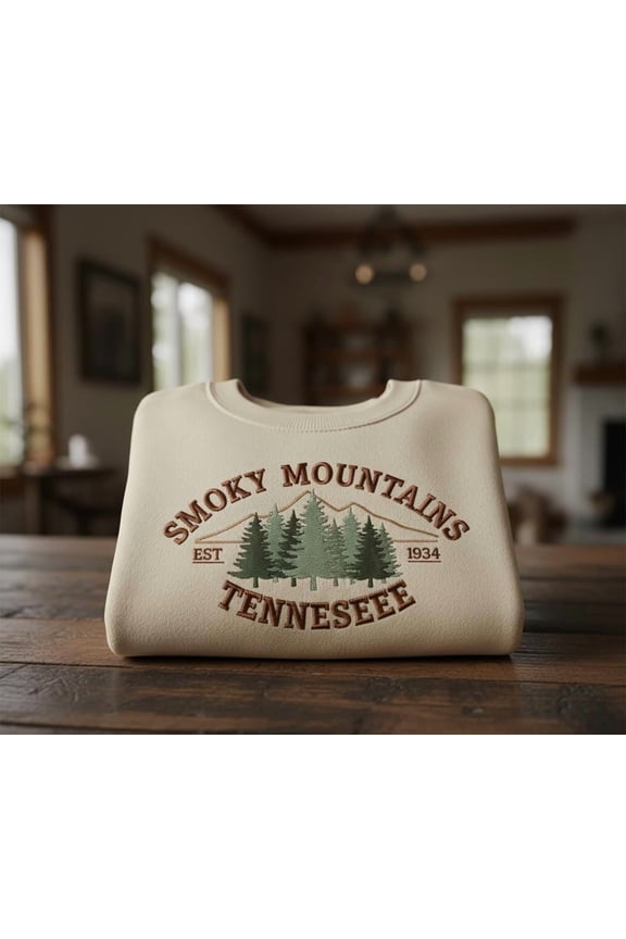 Custom Smoky Mountains Tennessee Embroidered Sweatshirt, National Park Outdoor Pullover, Hiking Travel Gift