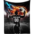 thumbnail image 1 of Custom Soccer Blanket, 60"x80" Flannel Cool Soccers Sports Themed Throw, Soft Nap Throw Blanket for Home Boys Girls Women Men Soccer Lovers Gifts, 1 of 6