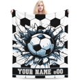 thumbnail image 1 of Custom Soccer Blanket with Name No. for Boys Girls, Personalized Cool Soccer Themed Design Printed Throw Blankets for Kids Lap, Chair, Giftable Blanket, 30"x 40", 1 of 5