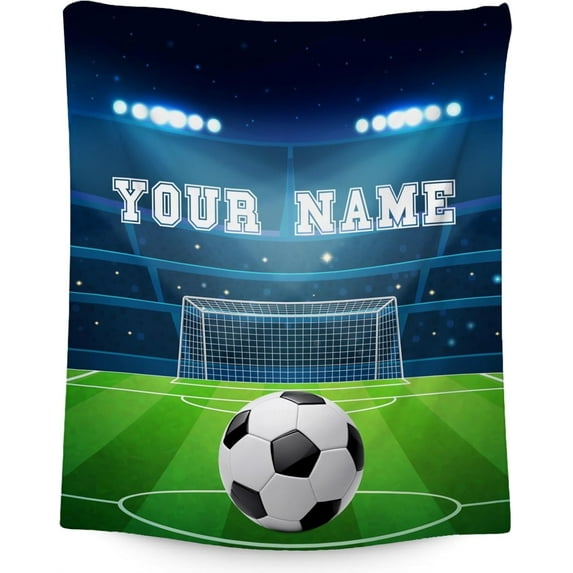 Custom Soccer Blanket - Soft, Fuzzy & Warm - 40x50 Inches Flannel Throw Blankets for Travel, Office - Colorful Sports Throws Gift for Boys, Girls