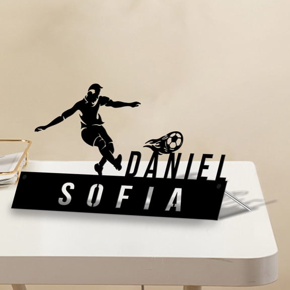 Custom Soccer Desk Name Plate Wedge Personalized Player Football Nameplate Office Sign Soccer Mom Plaque Graduation Decor Gift