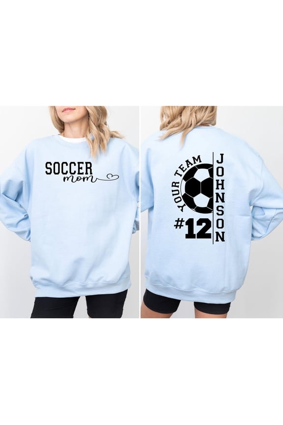 Custom Soccer Sweatshirt, Personalized Team Mascot Sweater Light Blue