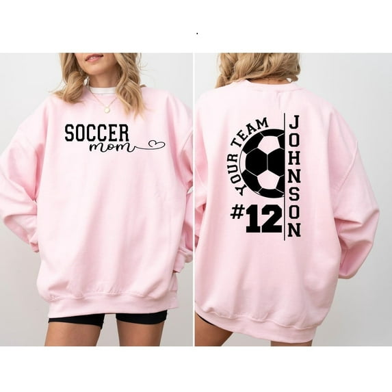Custom Soccer Sweatshirt, Personalized Team Mascot Sweater Light Pink