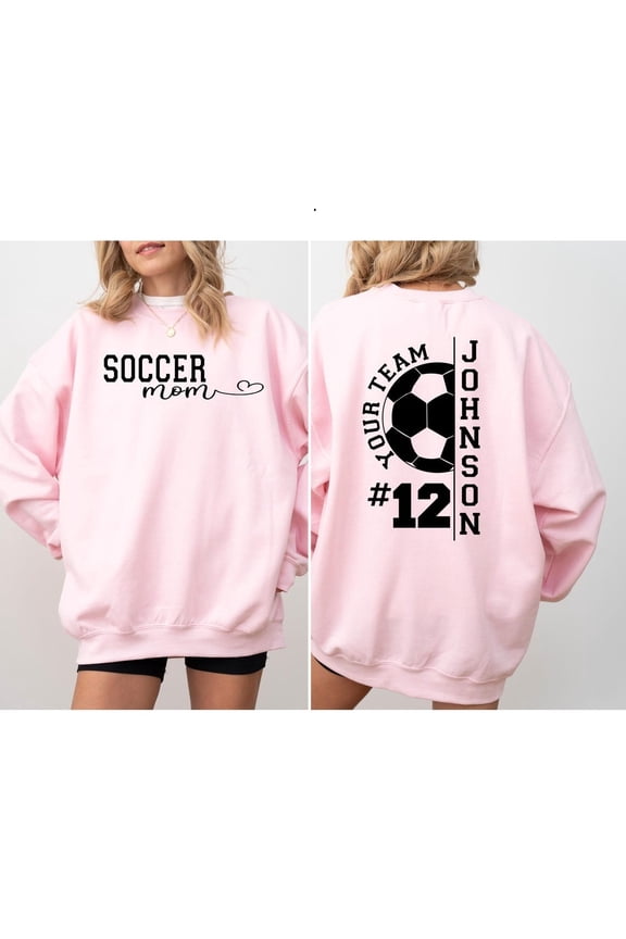 Custom Soccer Sweatshirt, Personalized Team Mascot Sweater Light Pink
