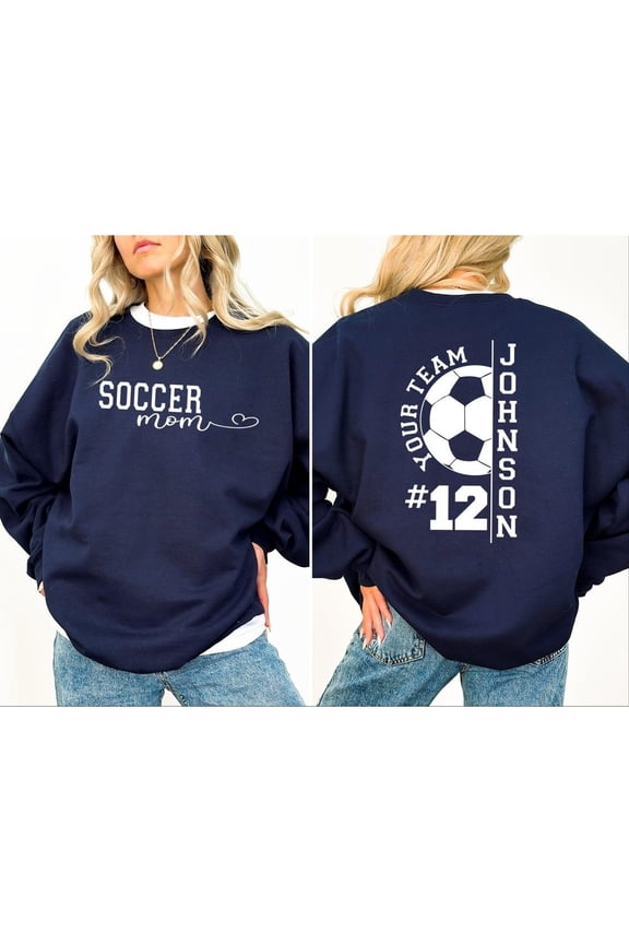Custom Soccer Sweatshirt, Personalized Team Mascot Sweater Navy