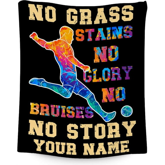 Custom Soccer Throw Blanket - Soft, Fuzzy & Warm - 60x80 Inches Flannel Blankets for Bed, Couch - Black Inspirational Sports Throws Gift for Adults
