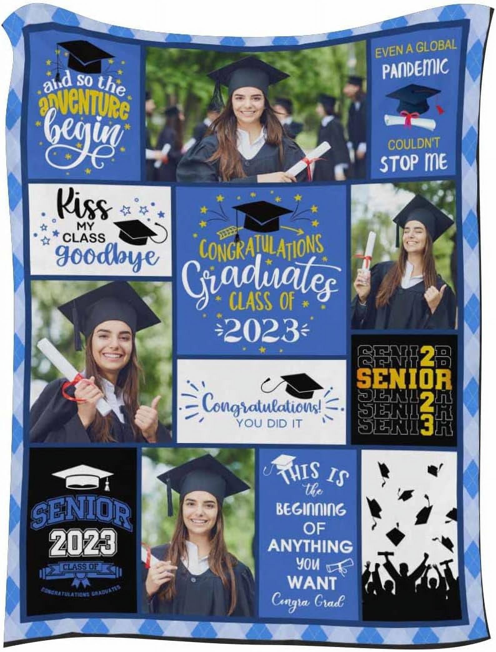 Custom Soft Cozy Blanket with Photo Class of 2023,Bachelor's Cap