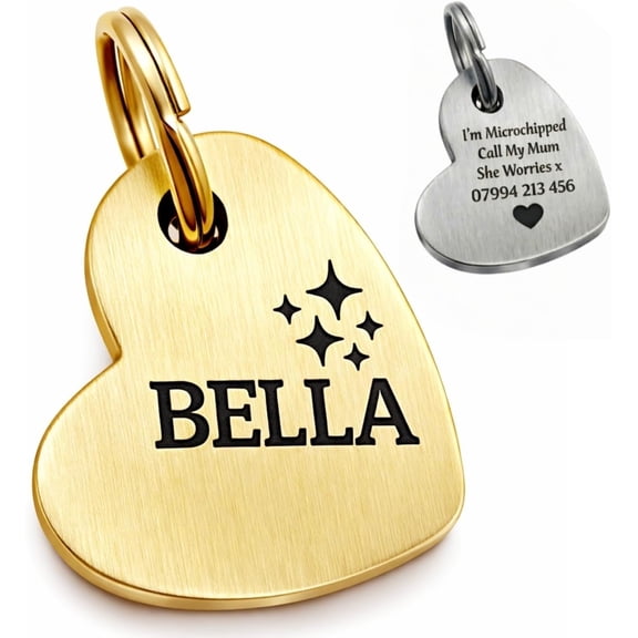 Custom Solid Brass Pet ID Tag - 2mm Extra Thick Irregular Heart Dog Tag - Industrial Deep Laser Engraving - Heavy Duty, Rustproof & Fully Personalized