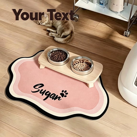 Custom Solid Color Pet Feeding Mat, Spill-Proof Absorbent Non-Slip Food Water Bowl Mat for Home Pet Daily Use