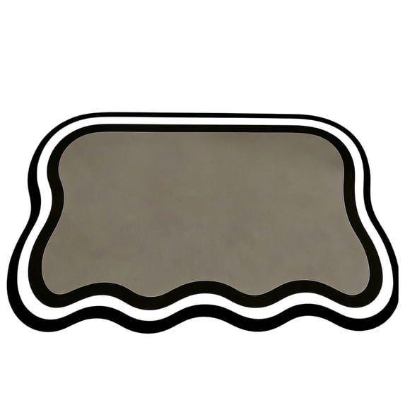 Custom Solid Color Pet Feeding Mat, Wavy Edge Absorbent Waterproof Non-Slip Food Spill Proof Pet Bowl Mat for Dog Cat