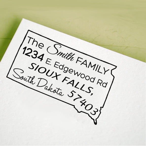 Custom South Dakota State Map Stamp Personalized Return Address Rubber Stamp Proposal Gift Idea