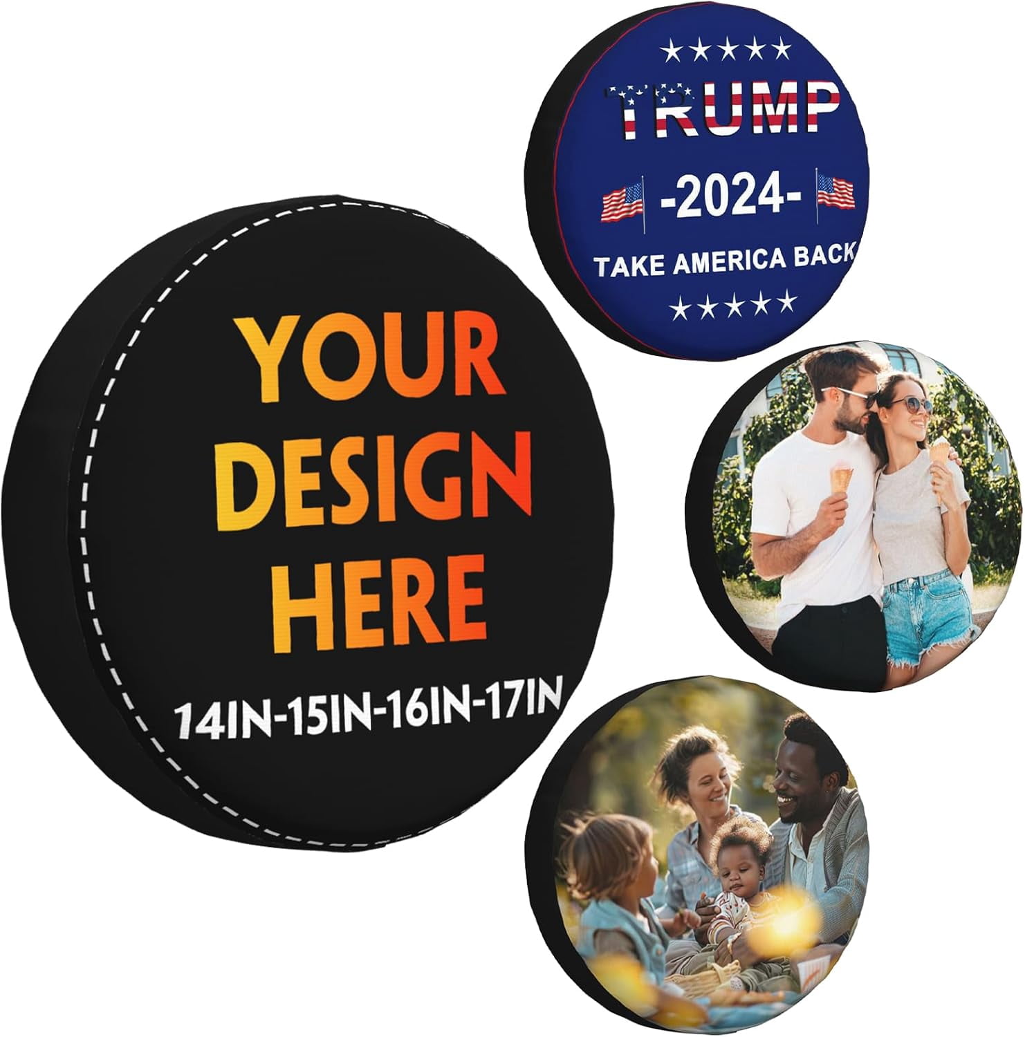 Custom Spare Tire Cover - Add Your Photo/Text, Waterproof Universal Fit For SUV, RV, Trailer - 15 Inch