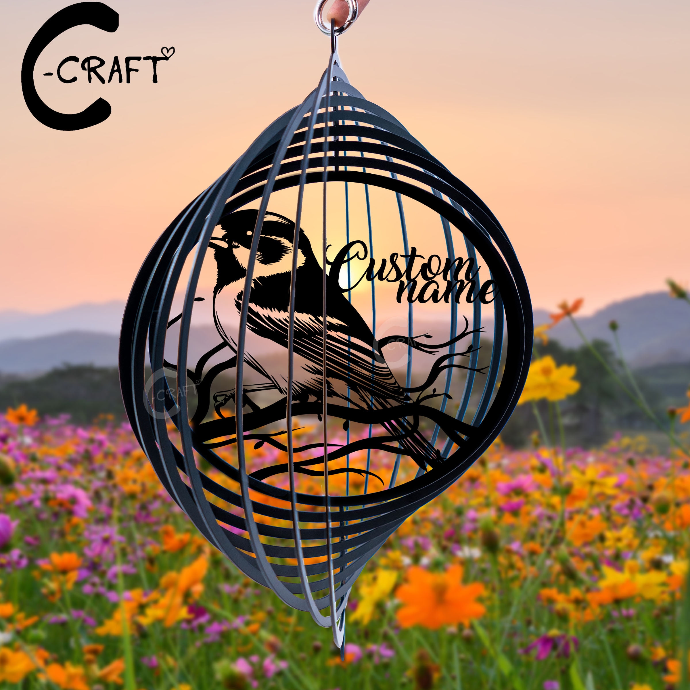 Custom Sparrow Wind Spinner 14 inches Metal Hanging, Memorial Wind ...
