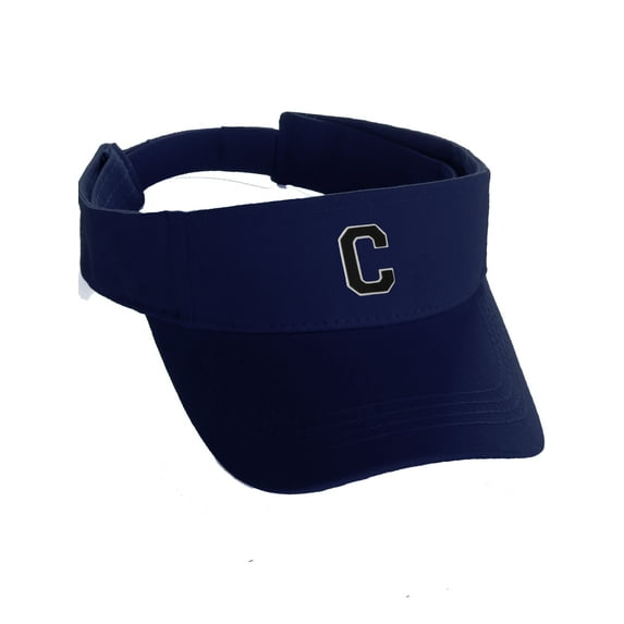 Custom Sport Sun Visor Hat A to Z Initial Team Letters, Navy Visor White Black Letter C