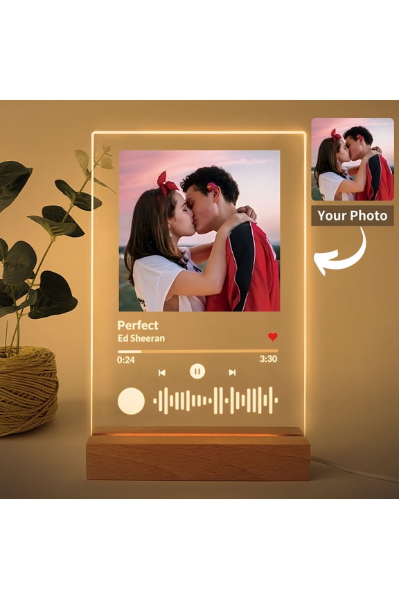 Custom Spotify Plaque with Your Own Photo and Favorite Song, Personalized Customized Unique Gifts for Weddings, Birthdays and Christmas