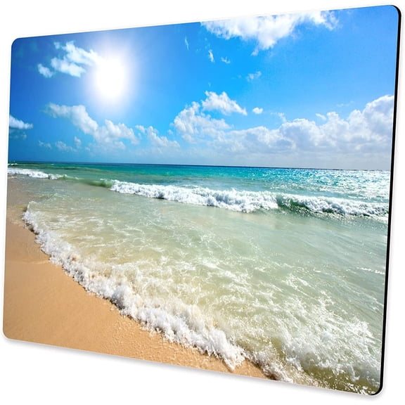 Custom Square Gaming Mouse Pad, Office Mouse Pad, Beach Ocean Wave Anti-Slip Rubber Base Mouse Pad for Desktop Computer and Laptop Mouse Pad