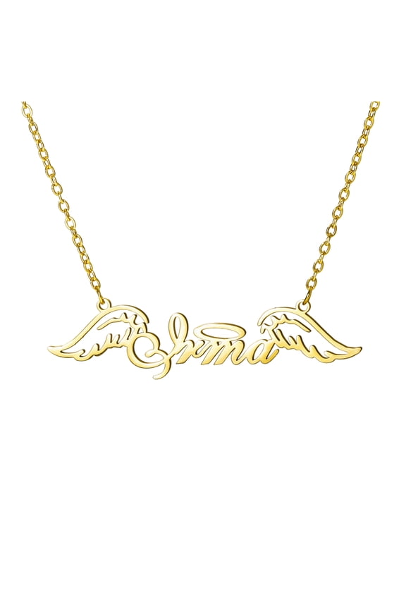 Custom Stainless Steel Wing Pendant Necklace Gold Chain Personalized Name Necklaces Choker Jewelry Necklaces for Women