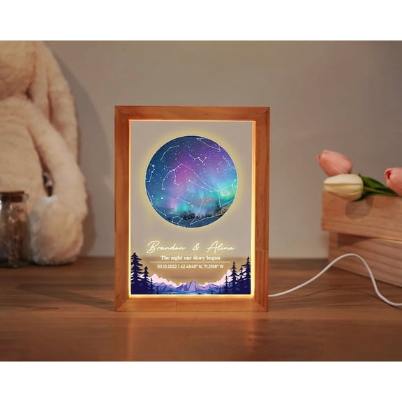 Custom Star Map Night Light, Personalized Night Sky Constellation Lamp for Couples, Anniversary Gift, Acrylic Star Map Light, Gift for Her