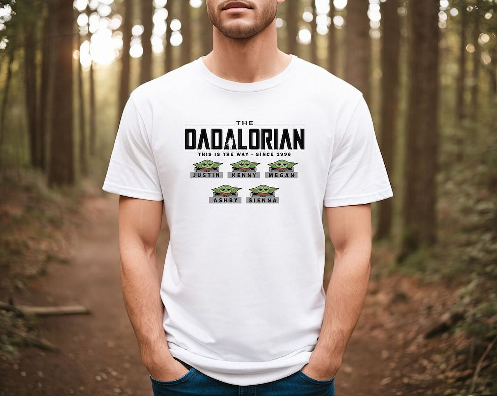 Custom Star Wars Dadalorian Shirt With Kids Names For Father s Day Star Wars Dad Shirt Personalized Dad Shirt Baby Yoda Kid Name Shirt Walmart