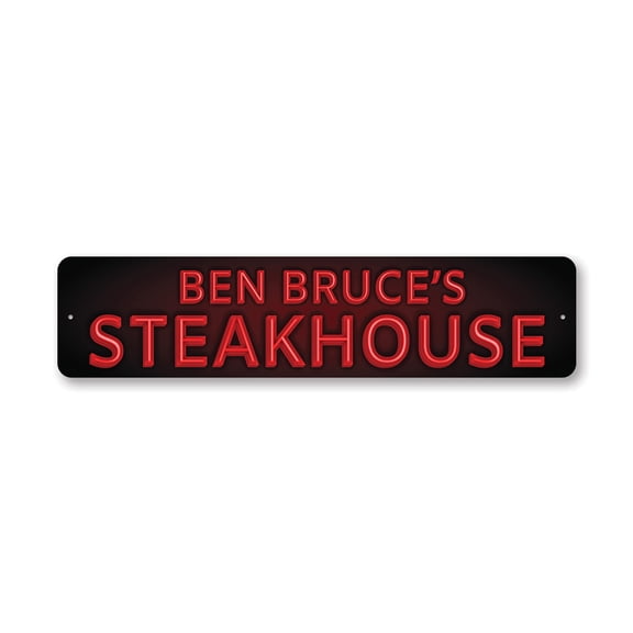 Custom Steakhouse Aluminum Metal Decor Sign - 4x18 inches