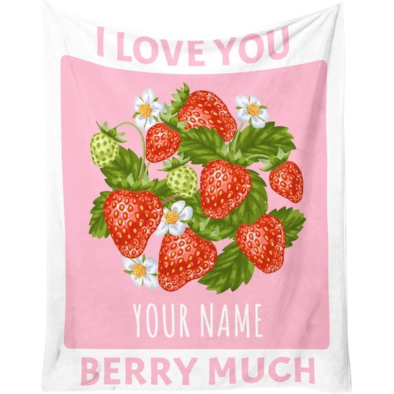 Custom Strawberry Blanket Gifts, 30"x40" Cute Fruit Throw Blanket for Women Girls, Soft Cozy Plush, Flannel Blankets for Couch Bed Sofa