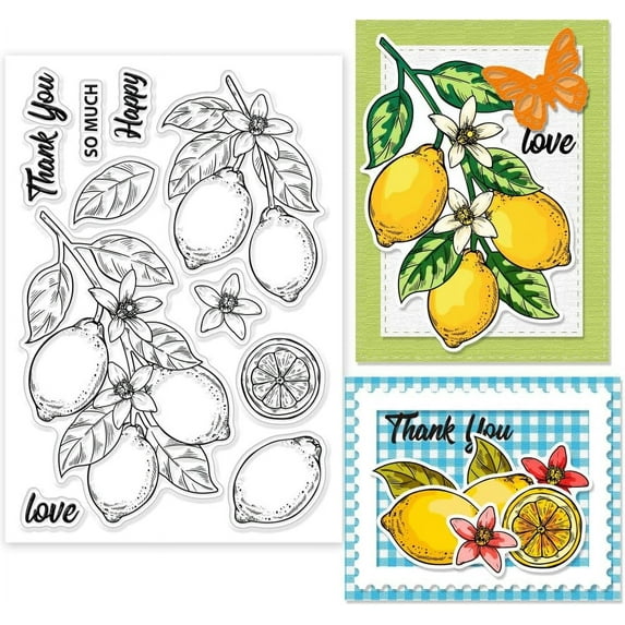 Custom Summer Theme PVC Plastic Clear Stamps for DIY Scrapbooking Photo Album Decorative Cards Making Lemon 160x110mm
