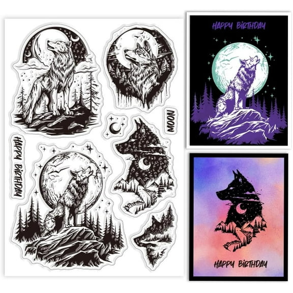 Custom Summer Theme PVC Plastic Clear Stamps for DIY Scrapbooking Photo Album Decorative Cards Making Wolf 160x110mm