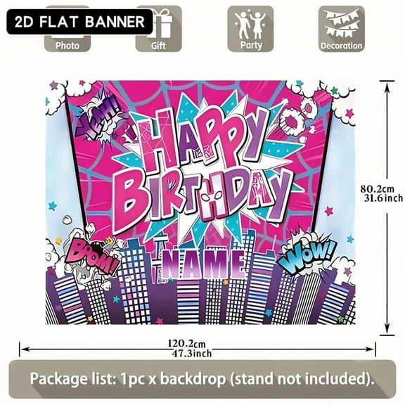 Custom Superhero Party Decorations Banner Cityscape Sign Backdrop Photo Booth Props Background Party Favors