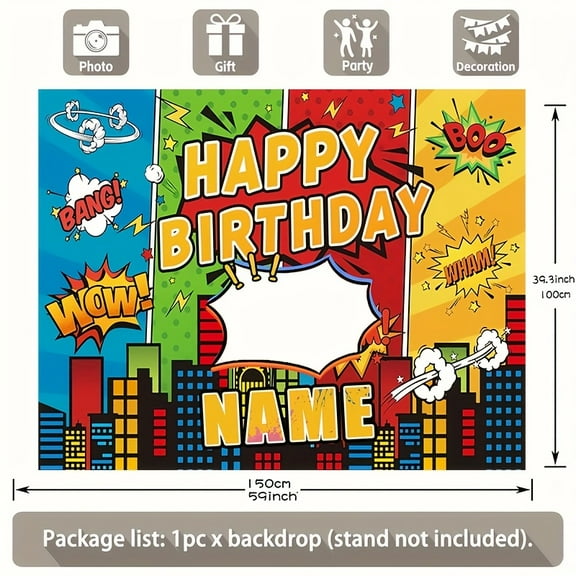 Custom Superhero Party Decorations Banner Superhero Sign Backdrop Photo Booth Props Background Party Favors