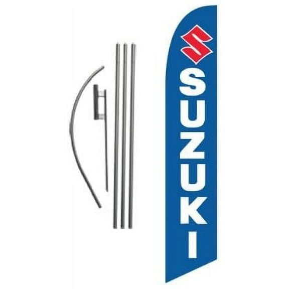 Custom Suzuki 15ft Feather Banner Swooper Flag Kit - INCLUDES 15FT POLE KIT w/GROUND SPIKE