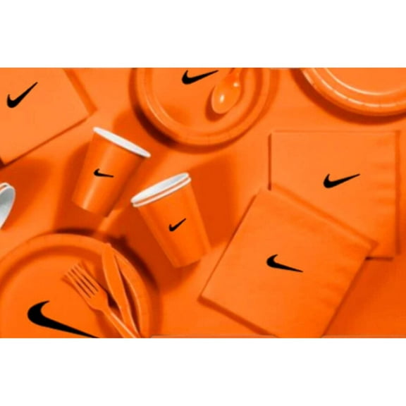 Custom Sw00sh Party, Birthday Party Dinnerware Set of 60 total pieces-Orange Black