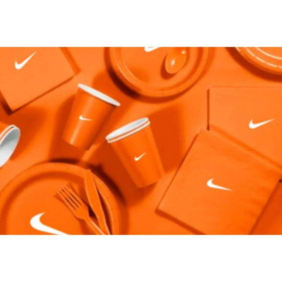 Custom Sw00sh Party, Birthday Party Dinnerware Set of 60 total pieces-Orange White