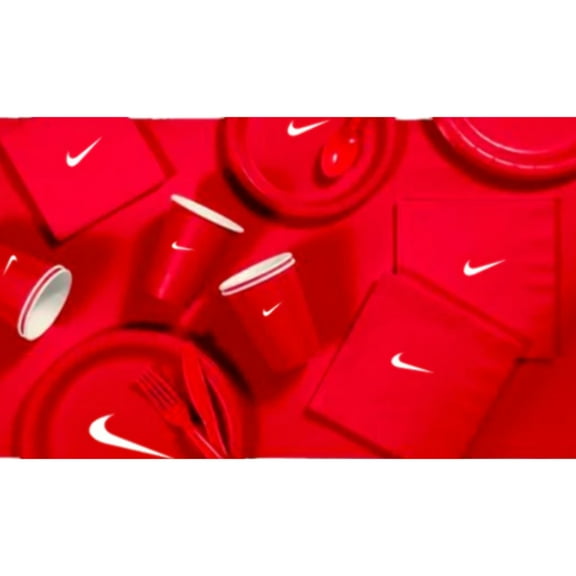 Custom Sw00sh Party, Birthday Party Dinnerware Set of 60 total pieces-Red WHITE