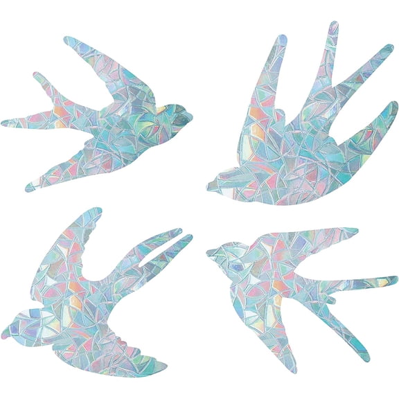 Custom Swallow Shape Waterproof PVC Laser Adhesive Stickers Electrostatic Stickers Colorful 9.8~11.5x12cm 16 sheets/set